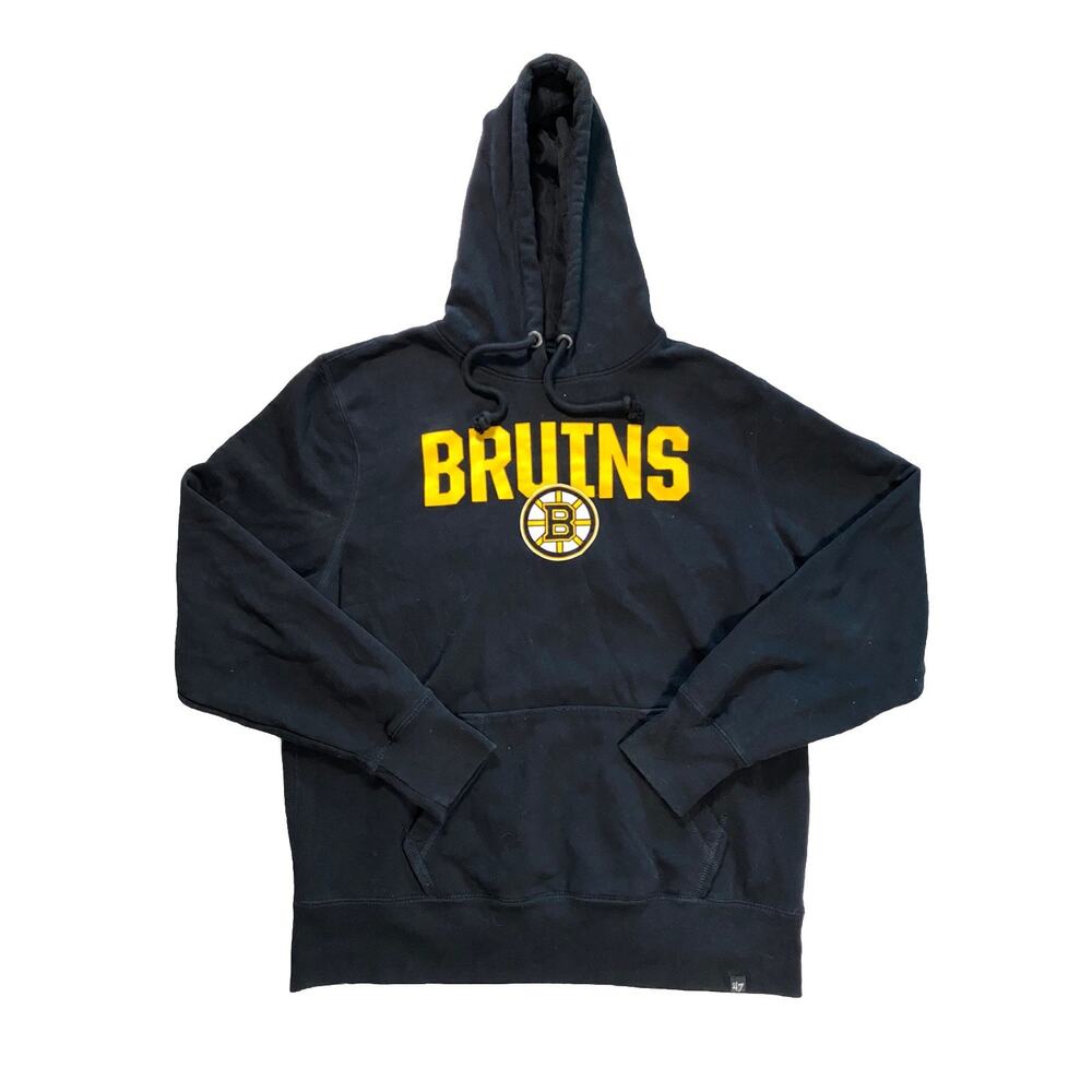 Boston Bruins NHL '47 Brand Black Hoodie Sweatshirt Size Large Men’s EUC